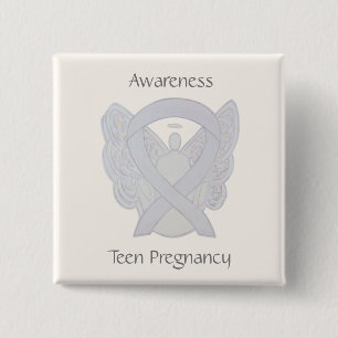 Teen Pregnancy Awareness White Ribbon Angel Pin