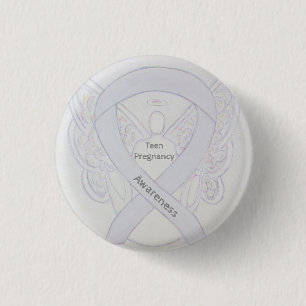 Teen Pregnancy Awareness White Ribbon Angel Pin