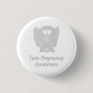 Teen Pregnancy Awareness White Ribbon Angel Pin