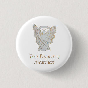 Teen Pregnancy Awareness White Ribbon Angel Pin