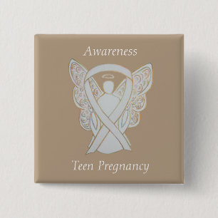Teen Pregnancy Awareness White Ribbon Angel Pin