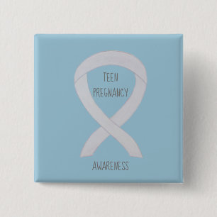 Teen Pregnancy Awareness White Ribbon Custom Pin