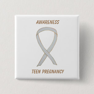 Teen Pregnancy Awareness White Ribbon Custom Pin