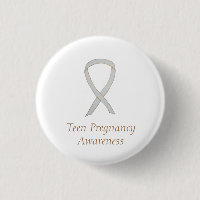 Teen Pregnancy Awareness White Ribbon Custom Pin