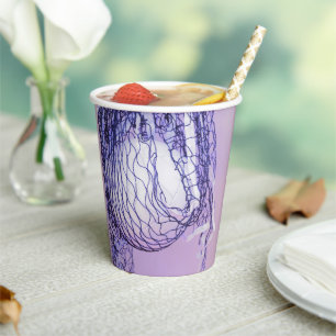 Teen Purple Birthday Party Net & Volleyball Sports Paper Cups