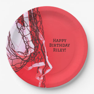 Teen Red Birthday Party Net & Volleyball  Paper Plate