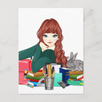 Teen Student Schoolgirl supplies back to school Postcard
