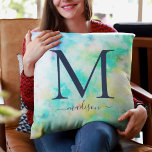 Teen Tie-Dye Monogram Name Throw Pillow<br><div class="desc">Colourful tie-dye monogram and name pillow for your teen girl's bedding or seating area. A tie-dyed personalised design she will love.</div>