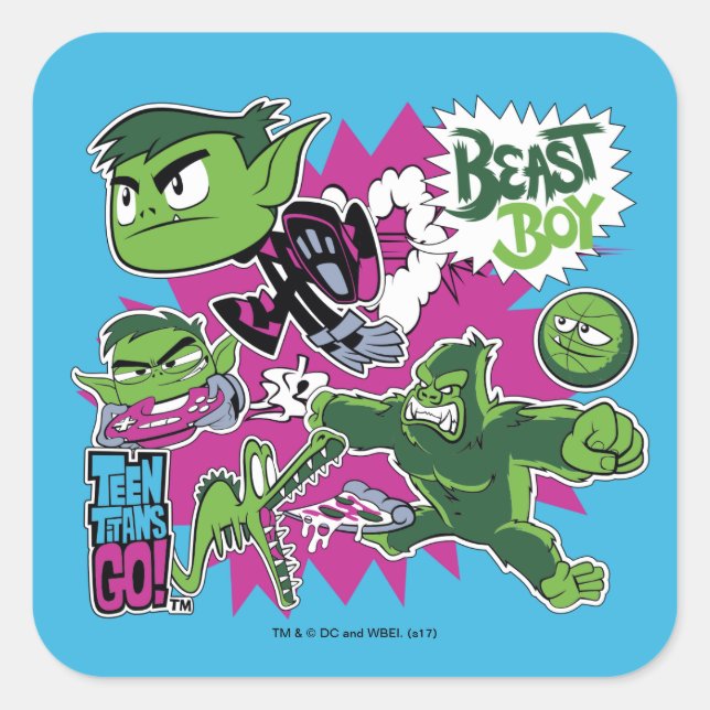 Teen Titans Go! | Beast Boy Shapeshifts Square Sticker (Front)