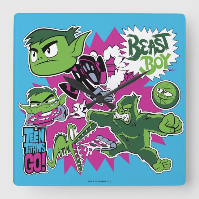 Teen Titans Go! | Beast Boy Shapeshifts Square Wall Clock (Front)