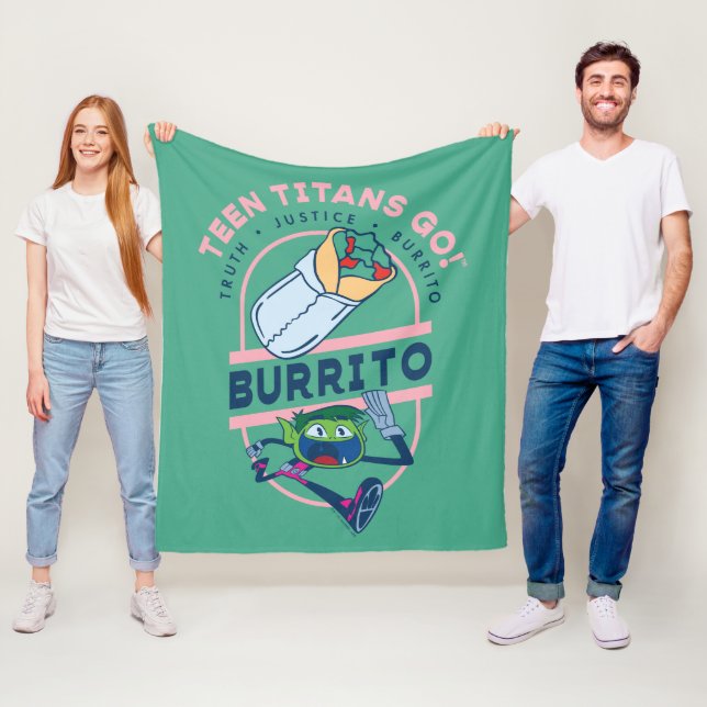 Teen Titans Go! Beast Boy "Truth Justice Burrito" Fleece Blanket (In Situ)