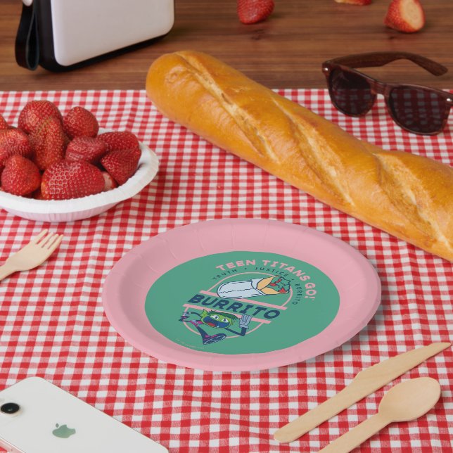Teen Titans Go! Beast Boy "Truth Justice Burrito" Paper Plate (Picnic)