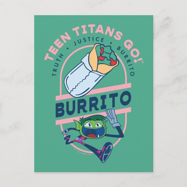 Teen Titans Go! Beast Boy "Truth Justice Burrito" Postcard (Front)