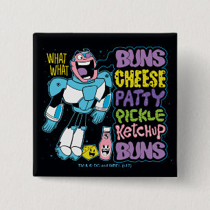 Teen Titans Go! Cyborg Burger Rap 15 Cm Square Badge
