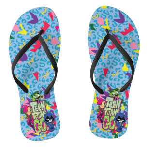 Teen Titans Go!   "Girls Girls" Animal Print Logo Jandals