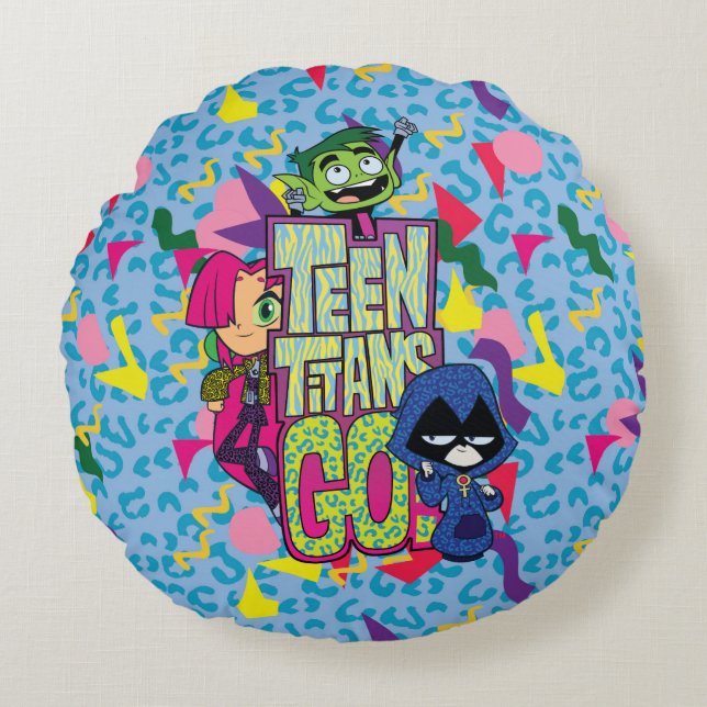 Teen Titans Go! | "Girls Girls" Animal Print Logo Round Cushion (Front)