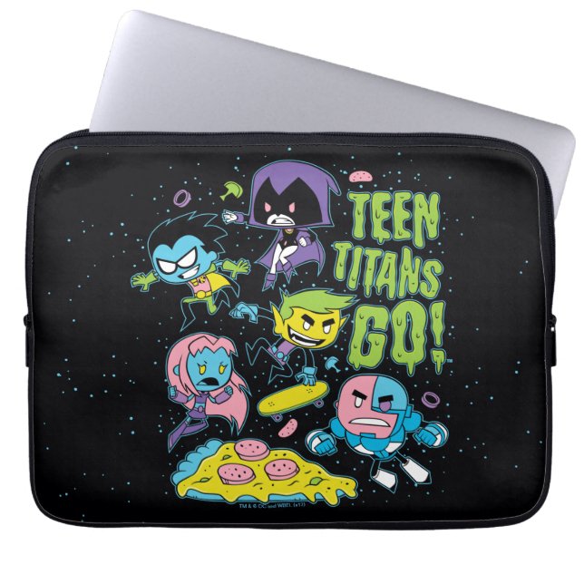 Teen Titans Go! | Gnarly 90's Pizza Graphic Laptop Sleeve (Front)