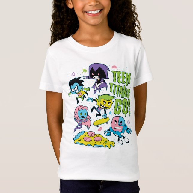 Teen Titans Go! | Gnarly 90's Pizza Graphic T-Shirt (Front)