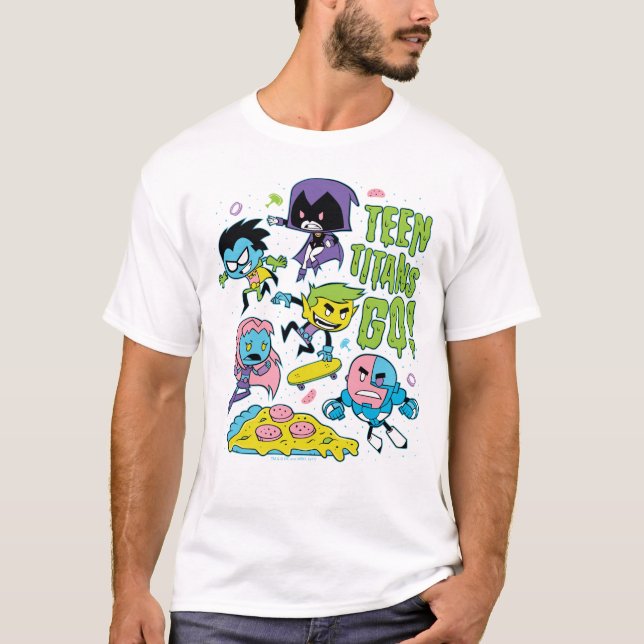 Teen Titans Go! | Gnarly 90's Pizza Graphic T-Shirt (Front)