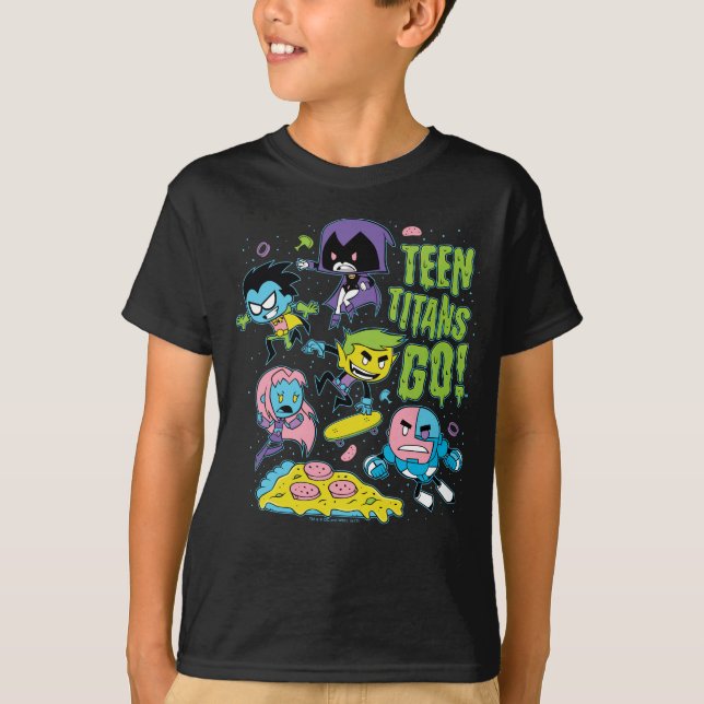 Teen Titans Go! | Gnarly 90's Pizza Graphic T-Shirt (Front)