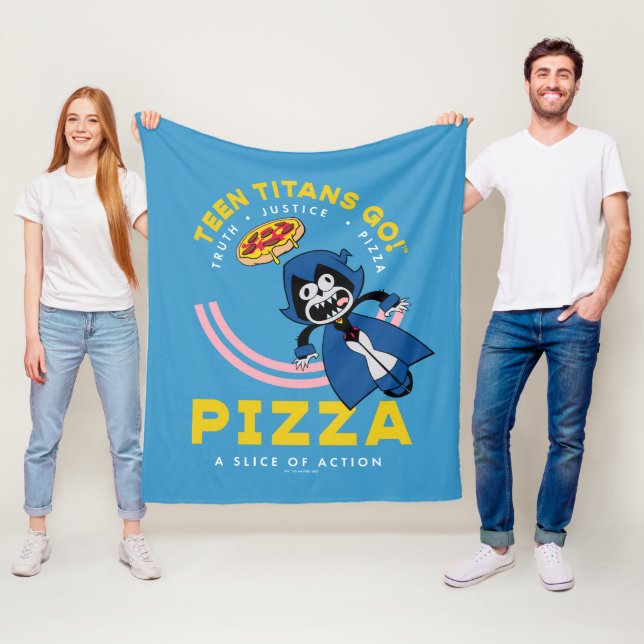 Teen Titans Go! Raven "Truth Justice Pizza" Fleece Blanket (In Situ)