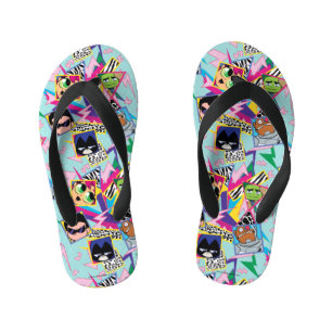 Teen Titans Go! Retro 90's Group Collage Kid's Jandals