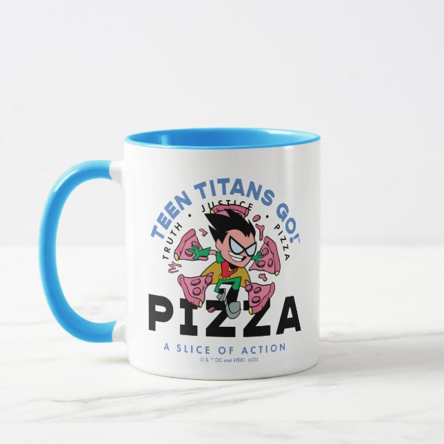 Teen Titans Go! Robin "Truth Justice Pizza" Mug (Left)