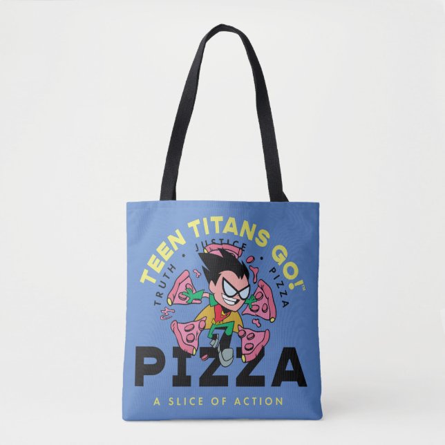 Teen Titans Go! Robin "Truth Justice Pizza" Tote Bag (Front)