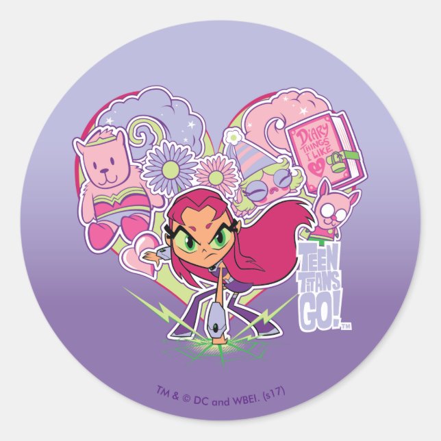Teen Titans Go! | Starfire's Heart Punch Graphic Classic Round Sticker (Front)