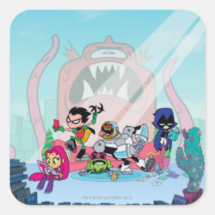 Teen Titans Go!   Tentacled Monster Approaches Square Sticker