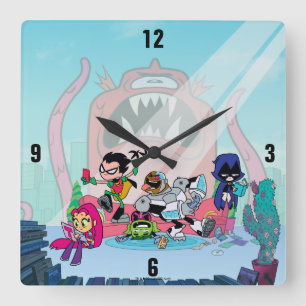 Teen Titans Go! Tentacled Monster Approaches Square Wall Clock
