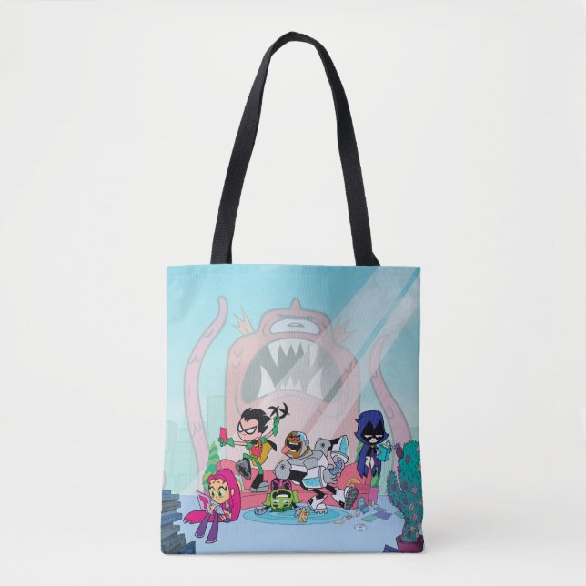 Teen Titans Go! | Tentacled Monster Approaches Tote Bag (Front)