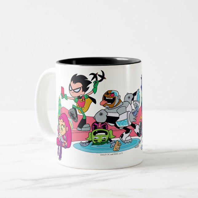 Teen Titans Go! | Tentacled Monster Approaches Two-Tone Coffee Mug (Front Left)