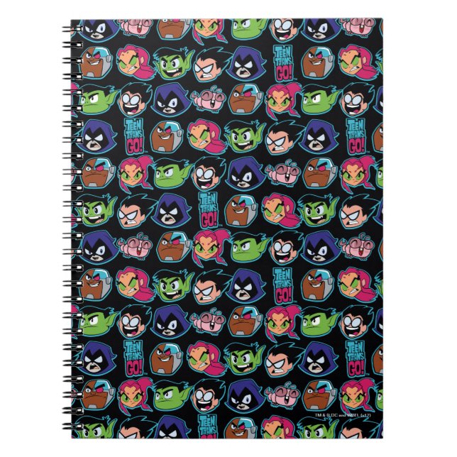 Teen Titans Go! | Titans Head Pattern Spiral Notebook (Front)
