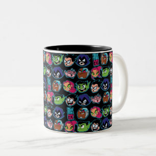 Teen Titans Go! Titans Head Pattern Two-Tone Coffee Mug