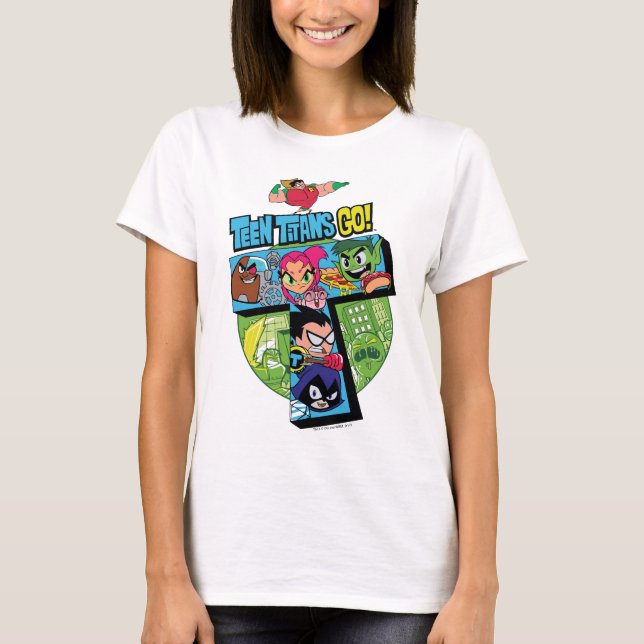 Teen Titans Go! | Titans Tower Collage T-Shirt (Front)
