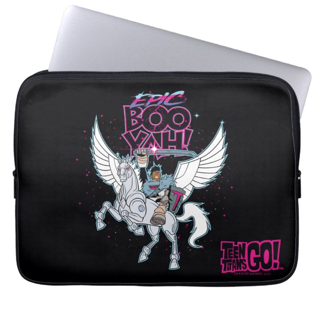 Teen Titans Go! | Warrior Cyborg Riding Pegasus Laptop Sleeve (Front)