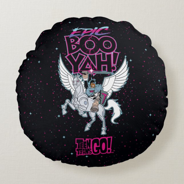 Teen Titans Go! | Warrior Cyborg Riding Pegasus Round Cushion (Front)