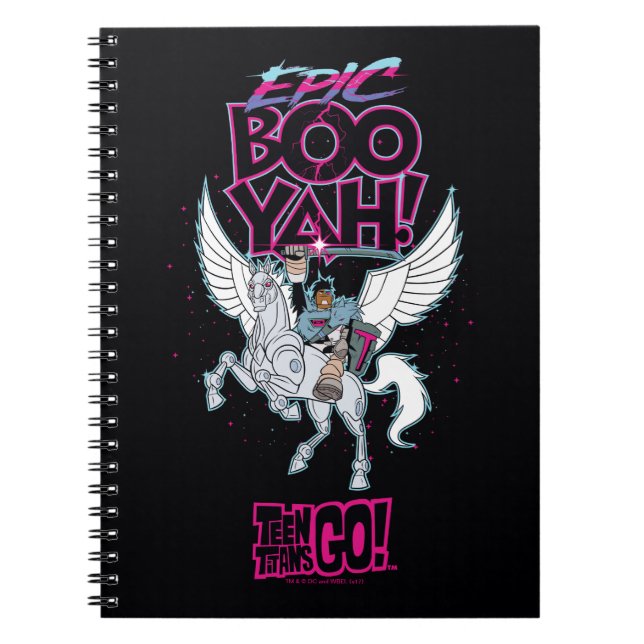 Teen Titans Go! | Warrior Cyborg Riding Pegasus Spiral Notebook (Front)