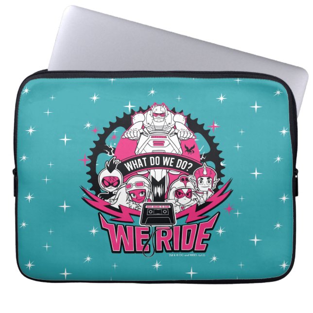 Teen Titans Go! | "We Ride" Retro Moto Graphic Laptop Sleeve (Front)