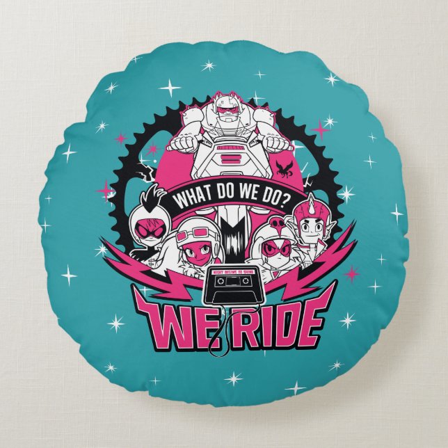 Teen Titans Go! | "We Ride" Retro Moto Graphic Round Cushion (Front)