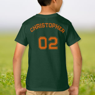 Teen Toddler Boy Girl Name Jersey Number Green T-Shirt