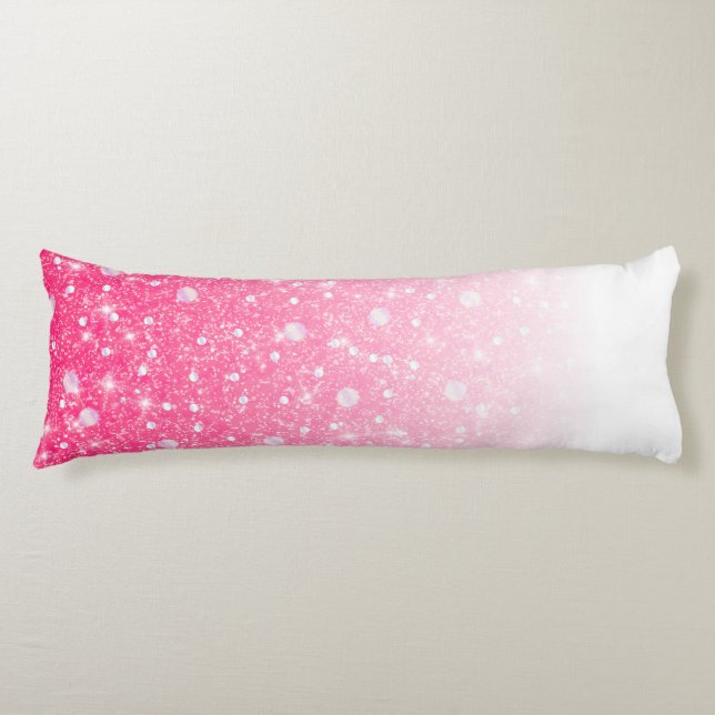 Teen Tween Girls Sparkly Pink Glitter Ombre Body Cushion (Front)
