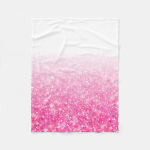 Teen Tween Girls Sparkly Pink Glitter Ombre Fleece Blanket