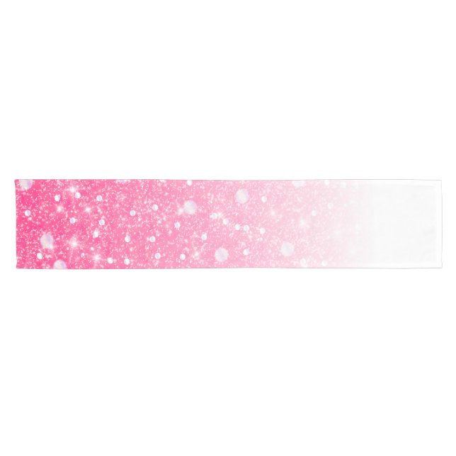 Teen Tween Girls Sparkly Pink Glitter Ombre Short Table Runner (Horizontal)