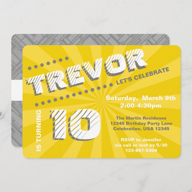 Teen/Tween Graffiti Wall Birthday Boy Party Invitation (Front/Back)