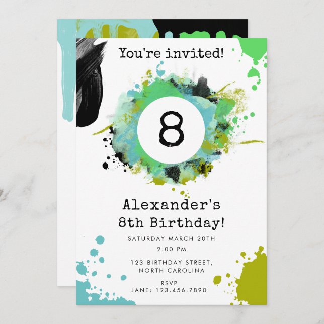 Teen Tween Young Boy Custom Age Birthday Party Invitation (Front/Back)