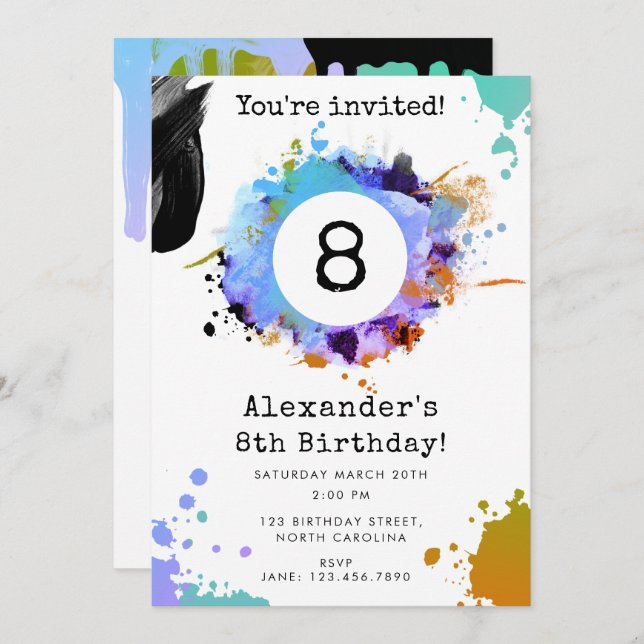 Teen Tween Young Boy Custom Age Birthday Party Invitation (Front/Back)