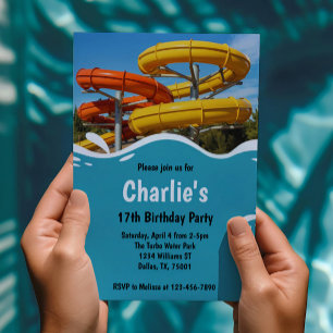 Teen Water Park Summer Birthday Party Invitation