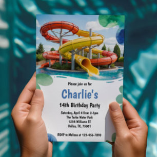 Teen Water Park Summer Birthday Party Invitation
